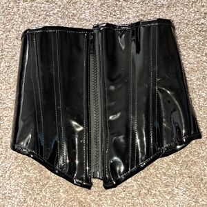 Black Vinyl Corset Waist Cincher